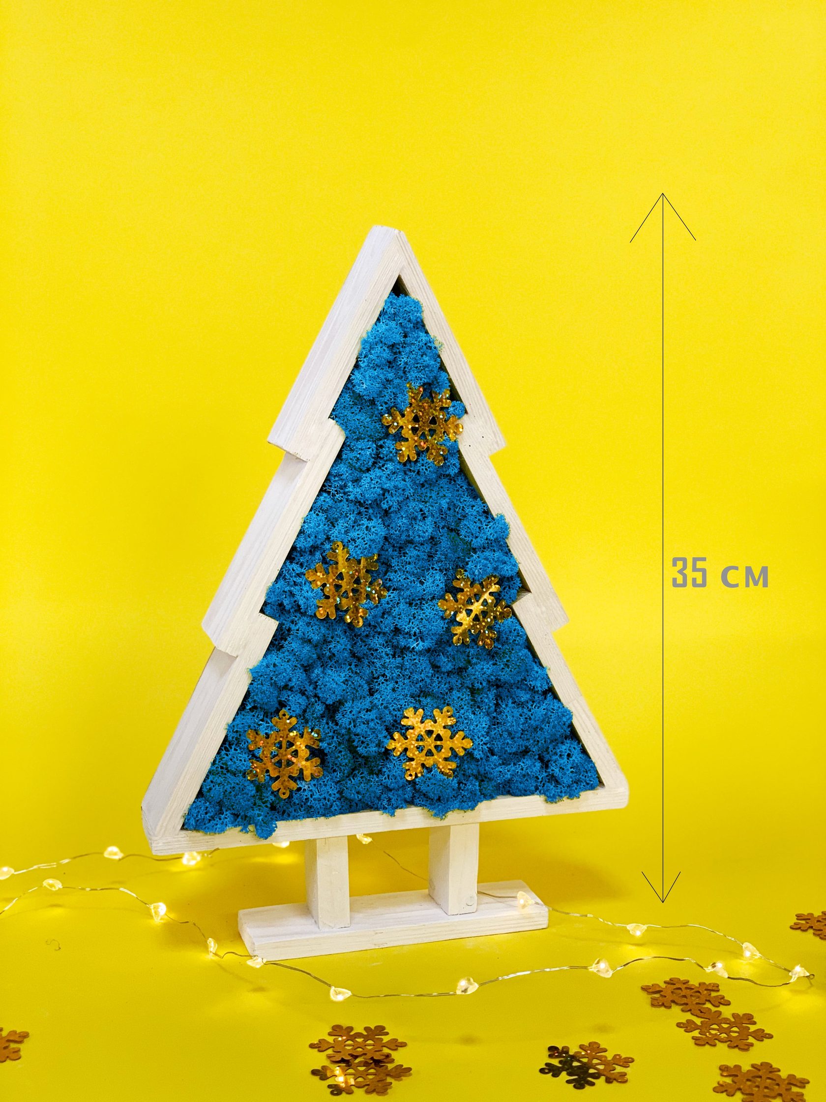 

Декор елочка со стабилизированным мхом WoodHouse Christmas tree white синий деревянная елка