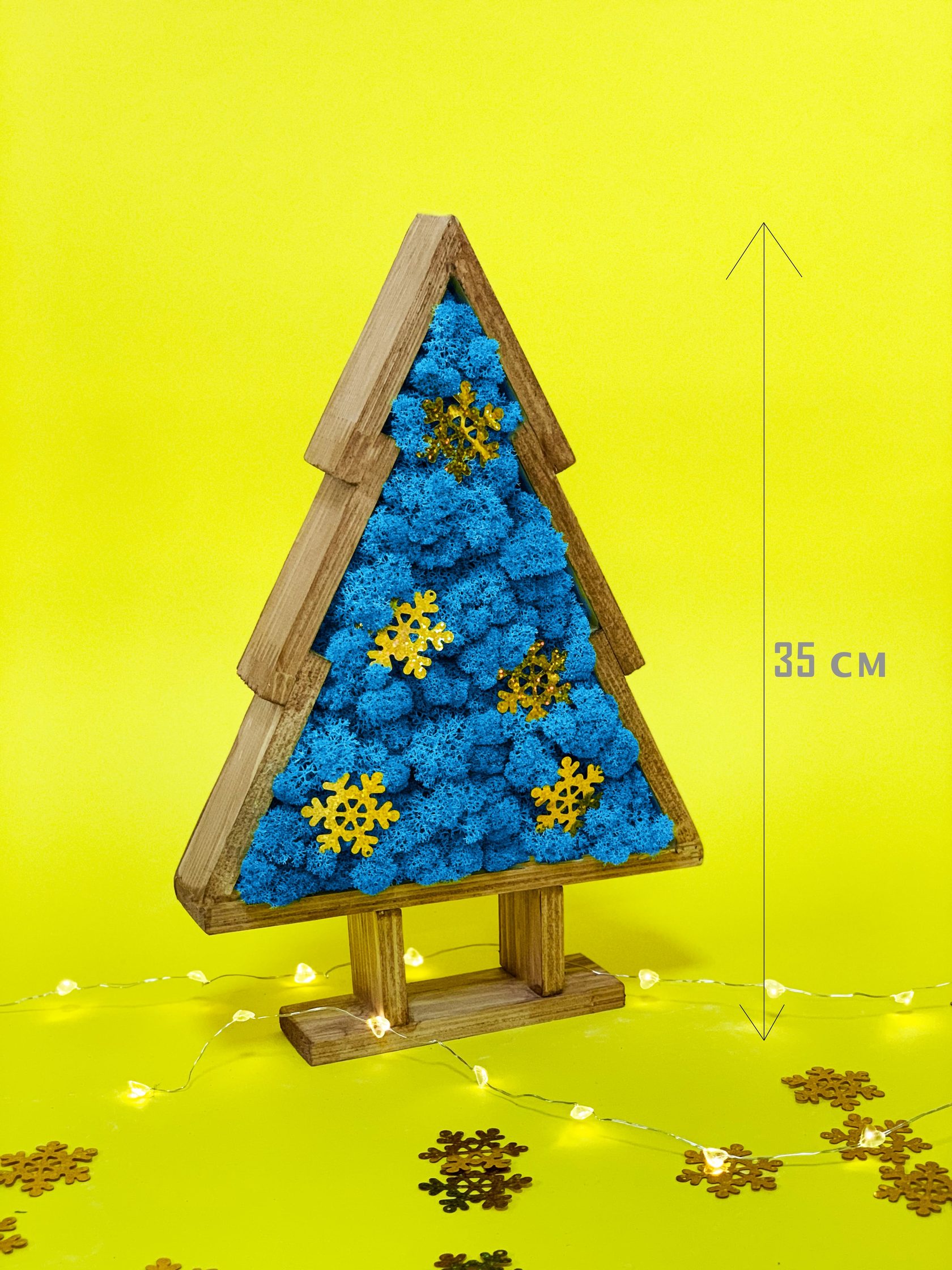 

Декор елочка со стабилизированным мхом WoodHouse Christmas tree wooden синий деревянная елка