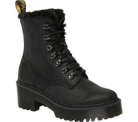 

Женские ботинки Dr. Martens Leona Fur-Lined Heeled Lace-Up Boot Black Maldova Leather/Milo Fur 43