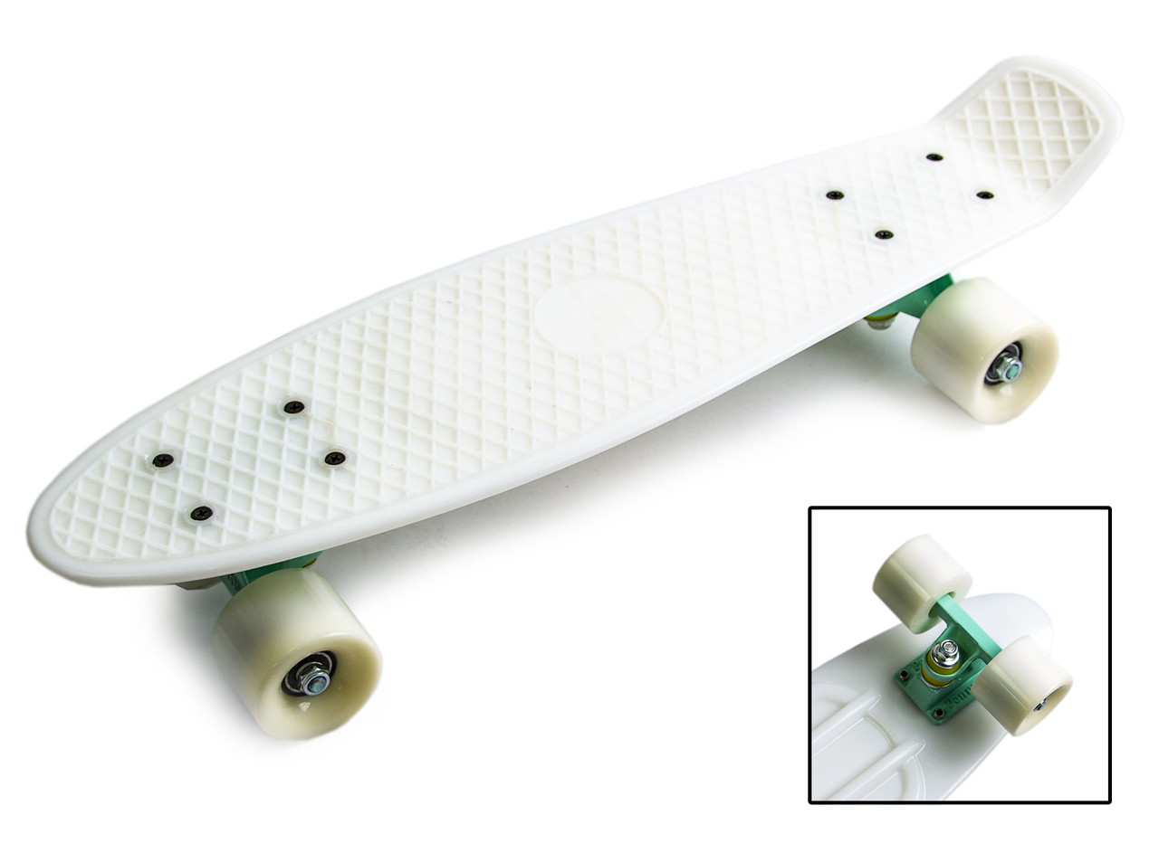 

Скейтборд, Penny Board Белый - Матовые колеса