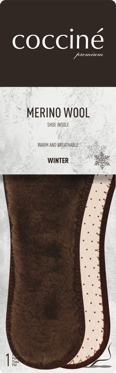 

Стельки зимние из шерсти мериноса Coccine MERINO WOOL размер 38 665/42/38
