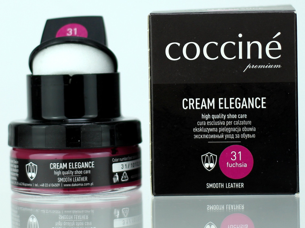 

Крем для обуви с губкой Coccine CREAM ELEGANCE Фуксия 50мл 55/26/50/31