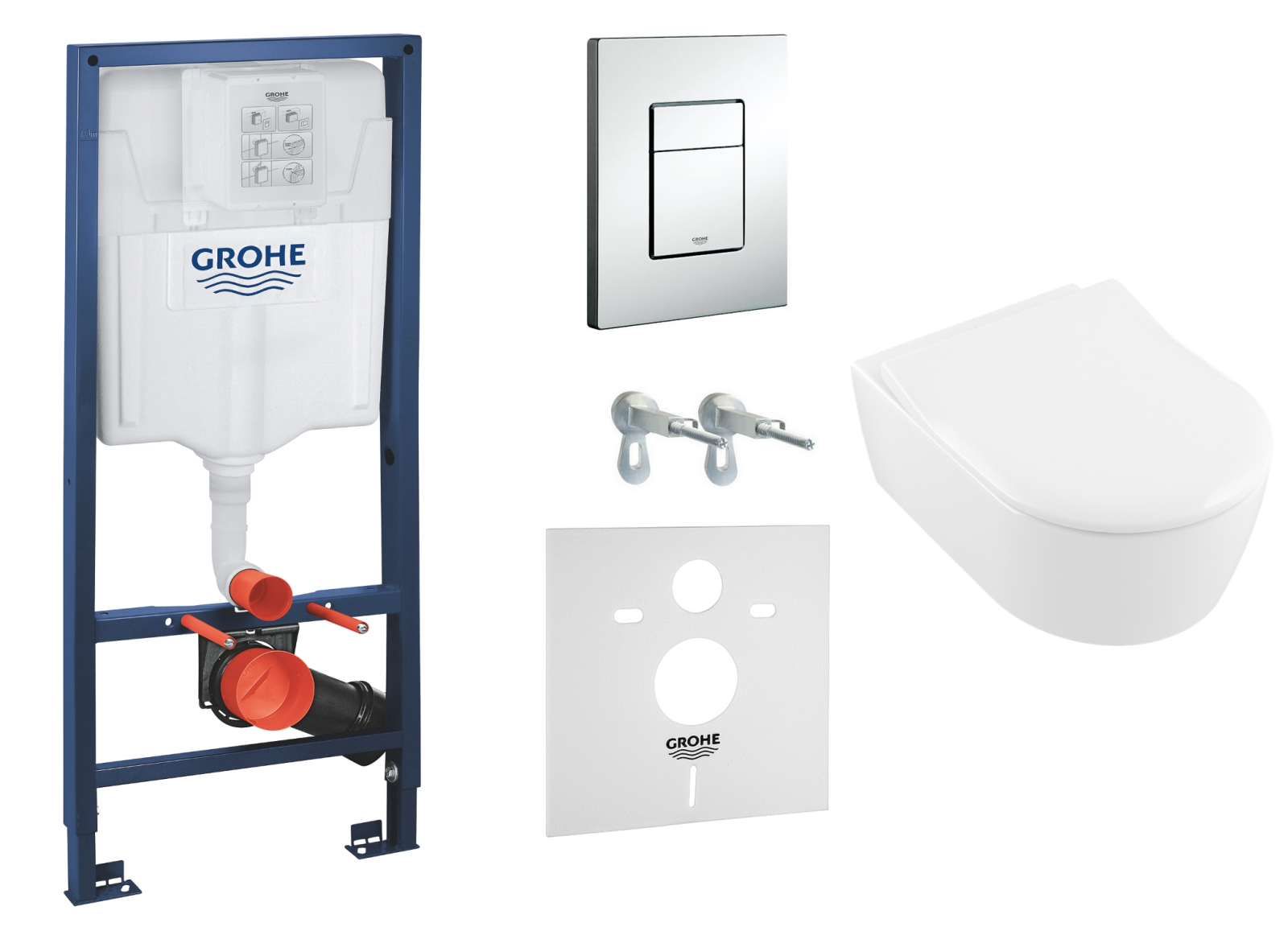 

Унитаз подвесной Villeroy and Boch Avento (5656RS01) + сидение с функцией soft close + инсталляция Grohe Cosmopolitan (38772001) с кнопкой