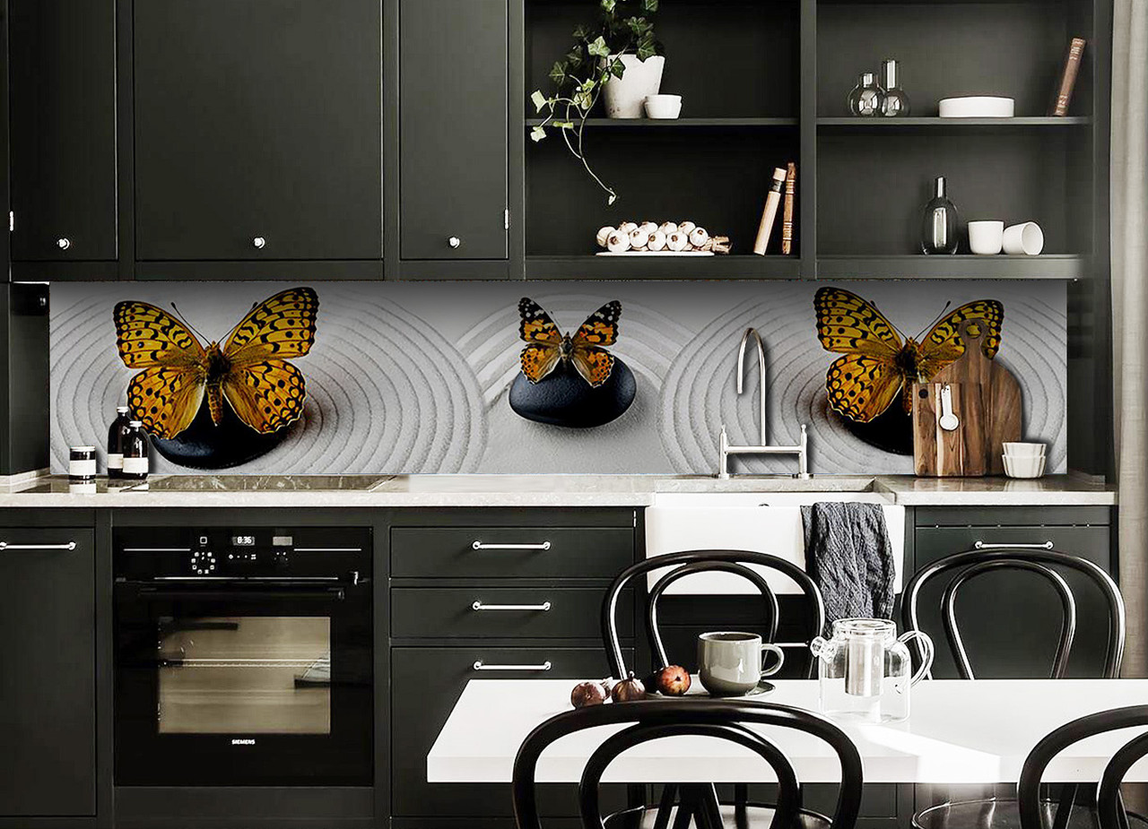 

Скинали на кухню Zatarga «Тигровые Бабочки» 650х2500 мм виниловая 3Д наклейка кухонный фартук самоклеящаяся Z180675/1