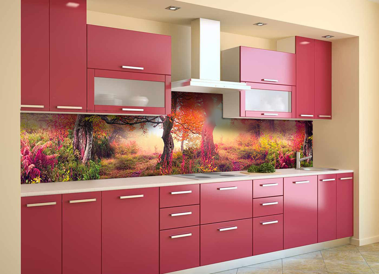 

Скинали на кухню Zatarga «Осенний сад лес» 600х3000 мм виниловая 3Д наклейка кухонный фартук самоклеящаяся Z180354/2