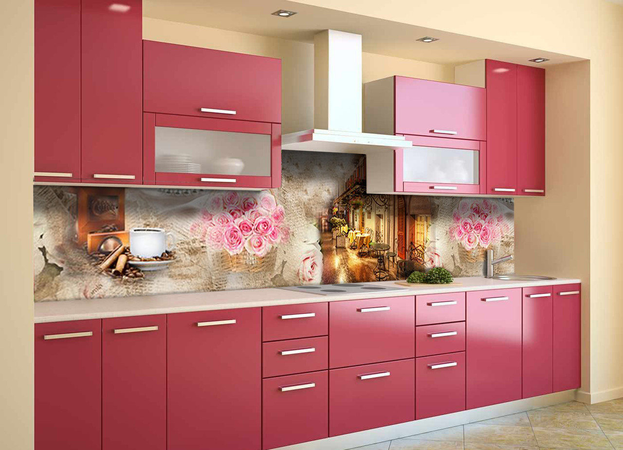 Кухонный фартук розовый
