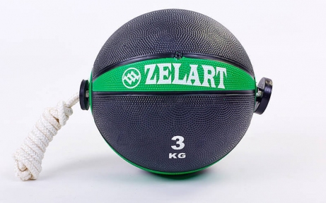 

Мяч медицинский медбол с веревкой Zelart Medicine Ball FI-5709-3 3кг (EL002097)