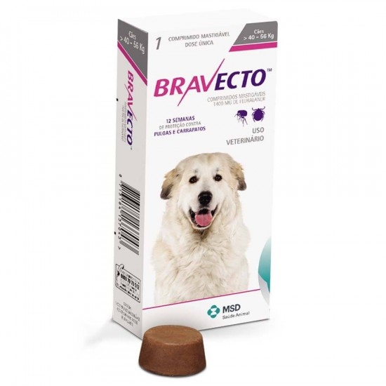 

Жевательная таблетка Bravecto Бравекто от блох и клещей для собак весом 40-56 кг 1 шт.
