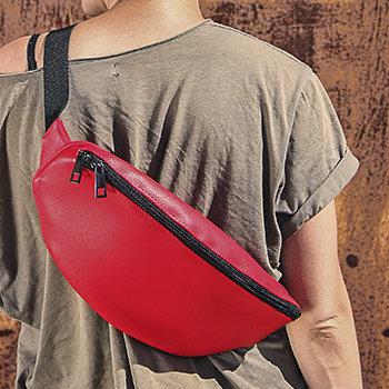 

Сумка на пояс бананка Badabumbag Presentville красная 35х18 см