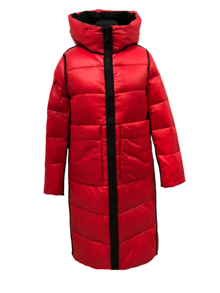 

Пальто женское зимнее TOWMY TM-BA-X016 чёрное-красное двухстороннее S