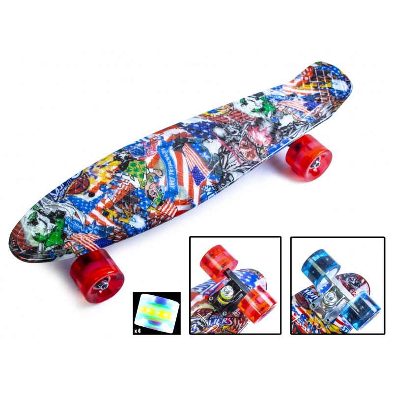 

Пенни борд Penny Board Graffiti NBA 22" со светящимися колесами