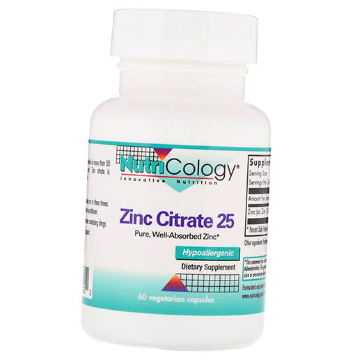 

Цитрат Цинка, Zinc Citrate 25, Nutricology 60вегкапс (36373024)