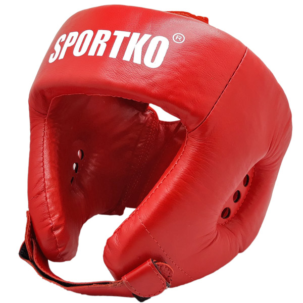 

Кожаный боксёрский шлем Sportko ОК2 Красный ХL