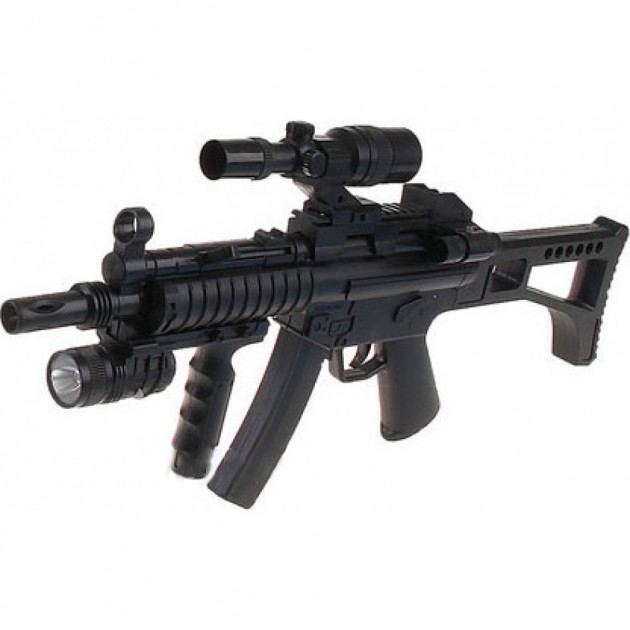 

Автомат детский на пульках с лазерным прицелом и фонарем Cyma HY017B, 61*26 см