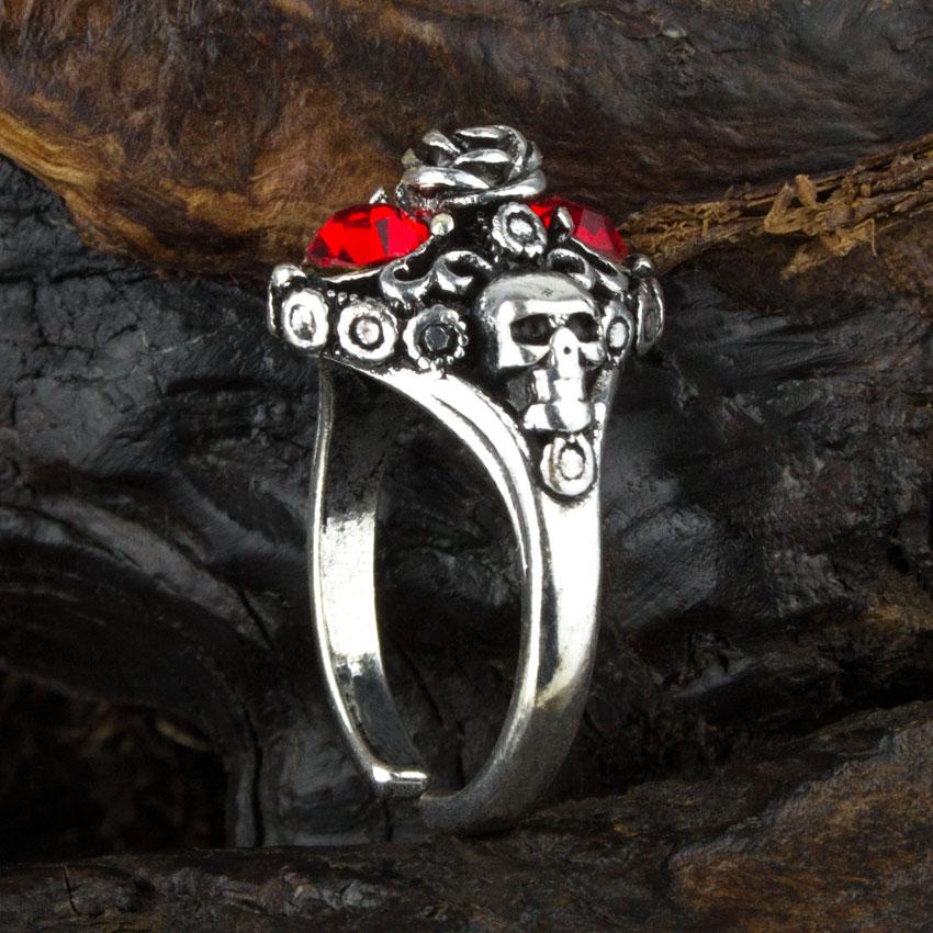 

Перстень Win Два Черепа и Роза Сталь Стразы Регулируемый Размер 2,2х2,9х1,7 см Стальной