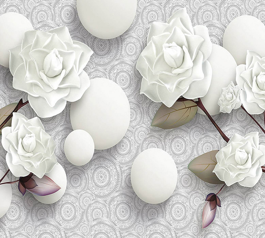 

3D Фотообои флизелиновые DeCors Белые розы 300x270 см 3 сегмента (181072ф)