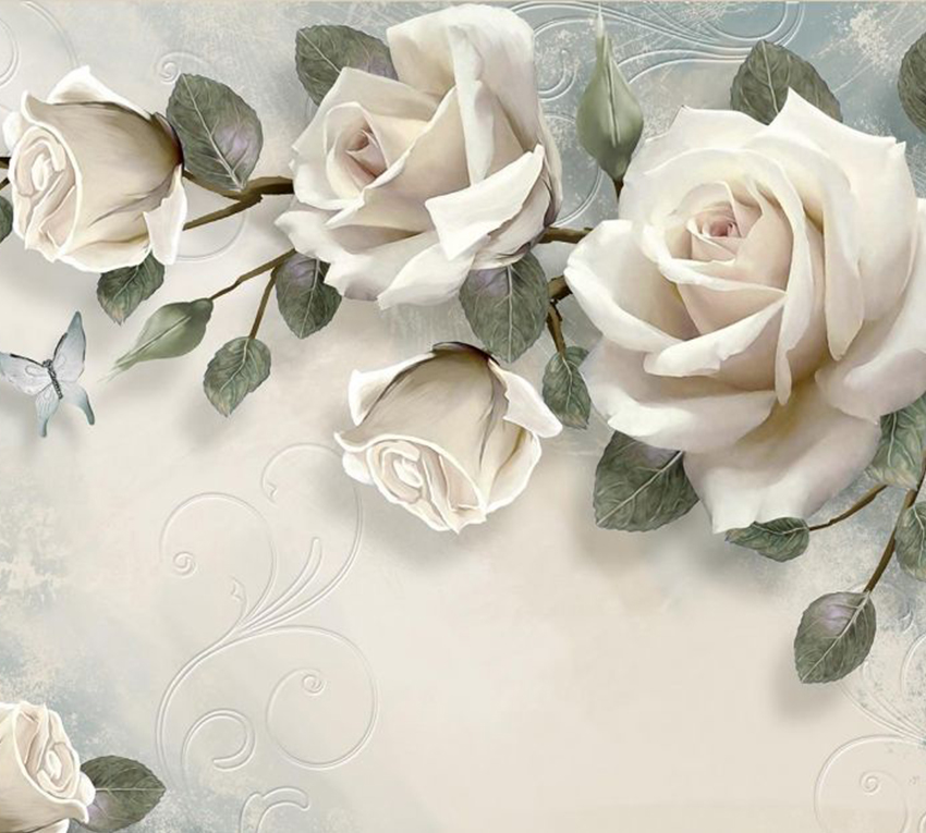 

3D Фотообои флизелиновые DeCors Розы на фоне 300x270 см 3 сегмента (181119ф)