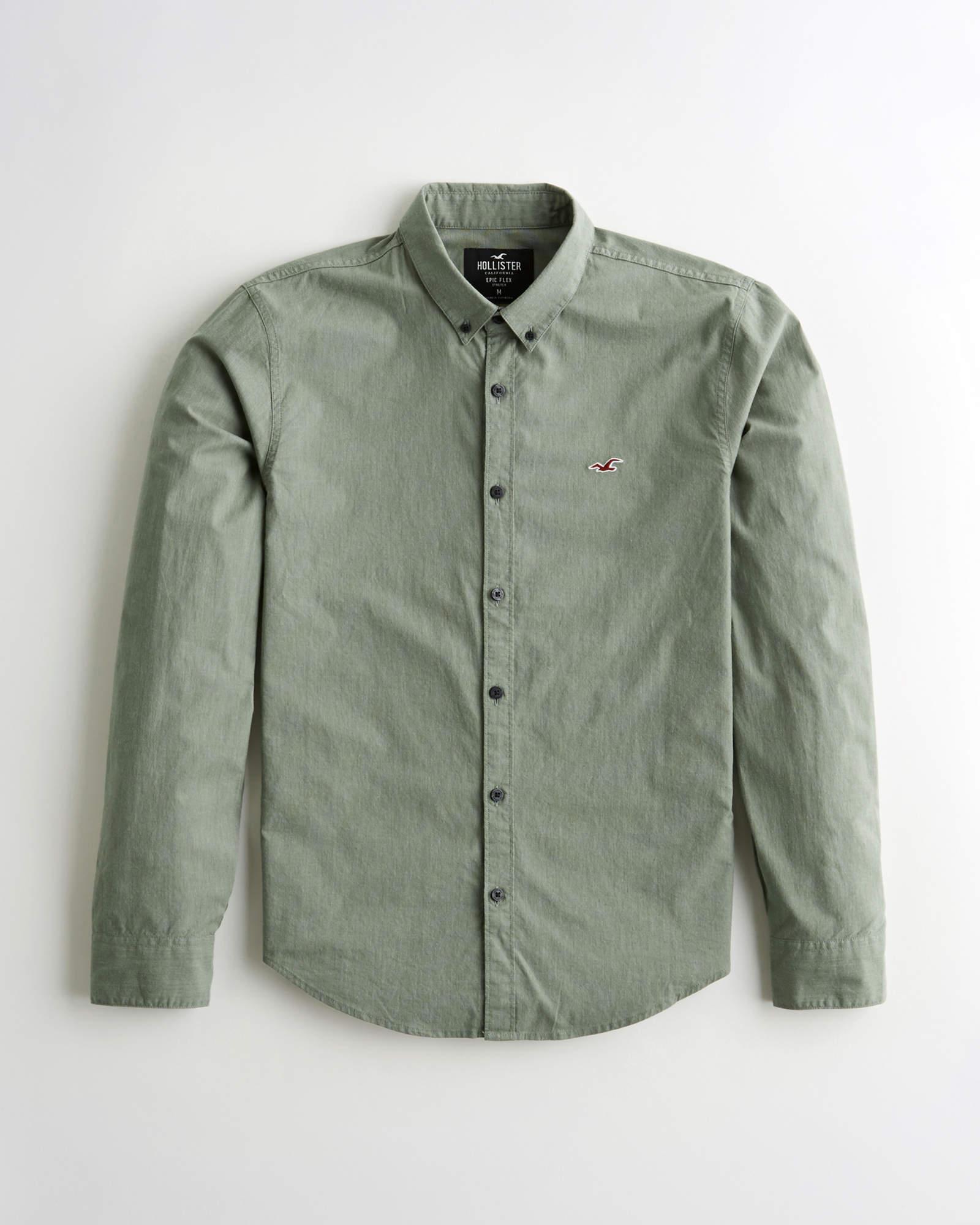 

Мужская рубашка - рубашка Hollister HC8280M S Оливковый