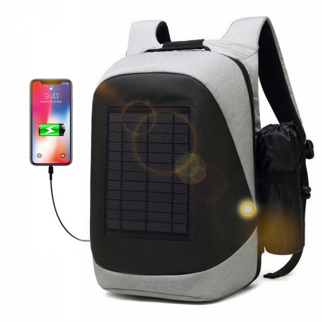Рюкзак антивор с солнечной панелью, USB M+ SBP1 Solar Backpack Black ...