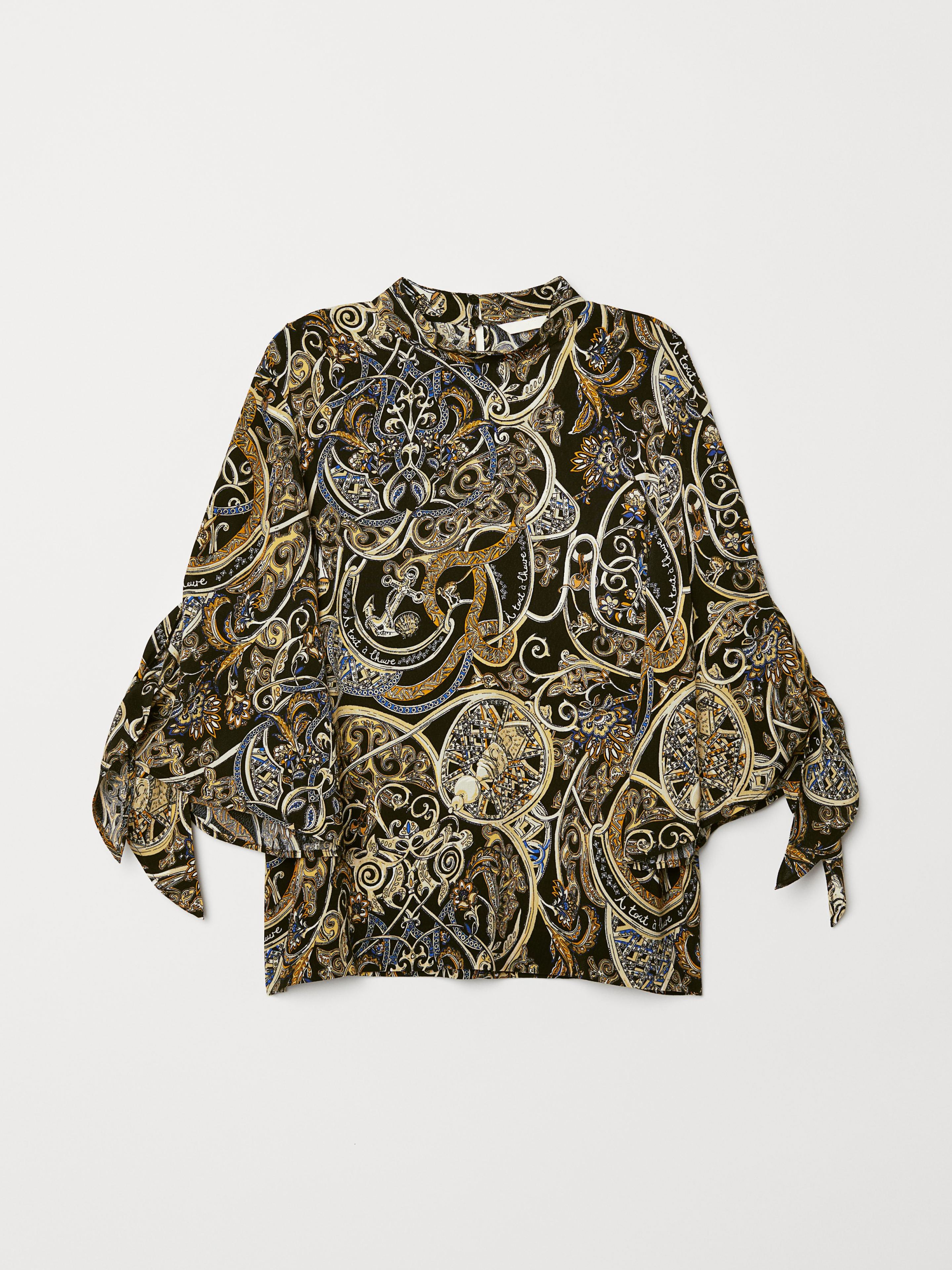 

Блуза c завязками на рукавах H&M 0667509 5XL Черный