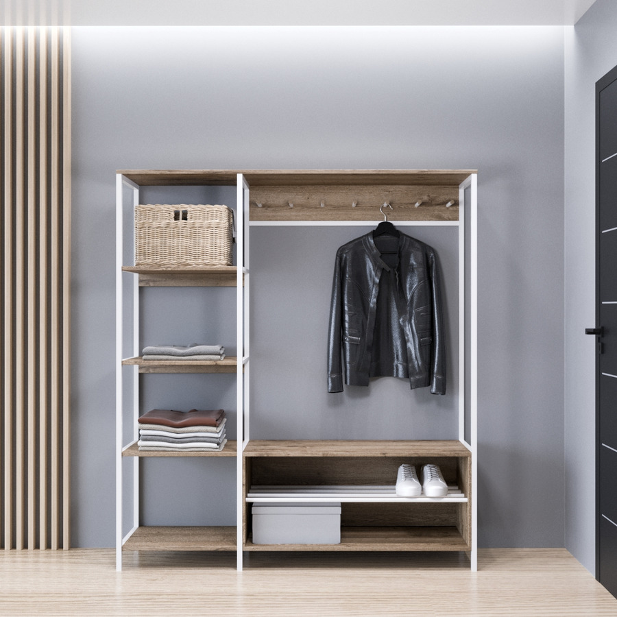 

Прихожая Фенстер Дакота 1 Белая ДСП Аликанте 160x143,5x36,5