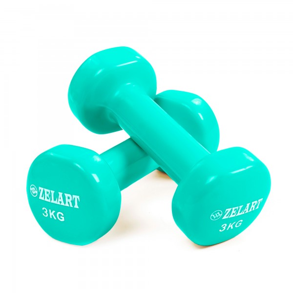 

Гантель/гиря Гантели для фитнеса с виниловым покрытием Zelart Beauty TA-5225-3 (2x3кг) мятный (SKL00159)