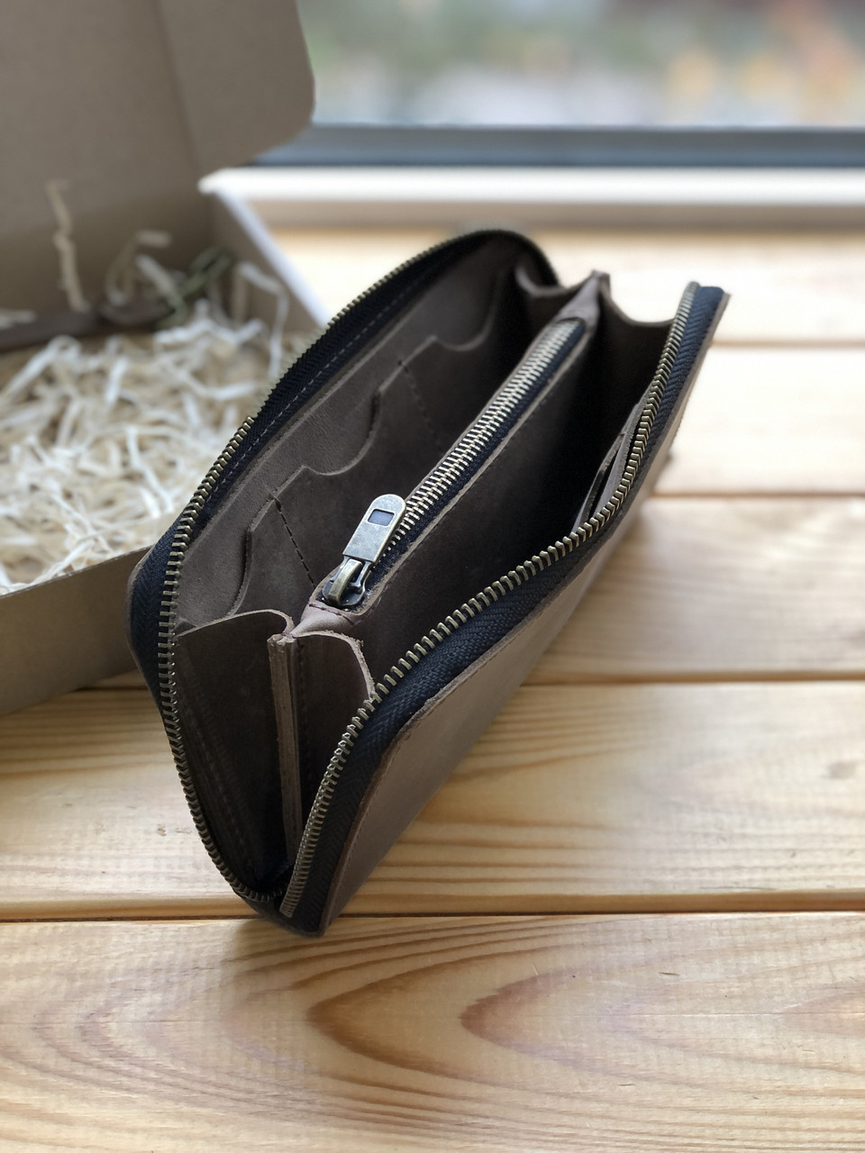 

Кожаный кошелек Shiynik Zipper Орех