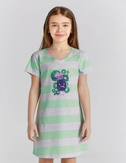 

Детская ночнушка Baykar ночная рубашка сорчка для девочки в полосочку хлопок и эластан р 3 98 - 104 см серая с зеленым 9222-240