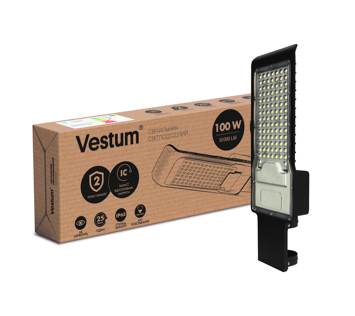 

Светильник консольный LED Vestum 100W 10000Лм 6500K 85-265V IP65