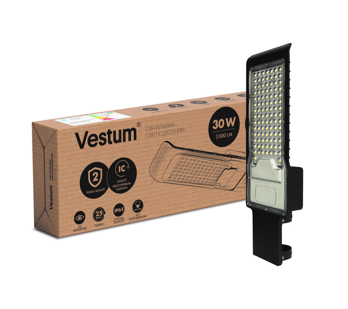 

Светильник консольный LED Vestum 30W 3000Лм 6500K 85-265V IP65