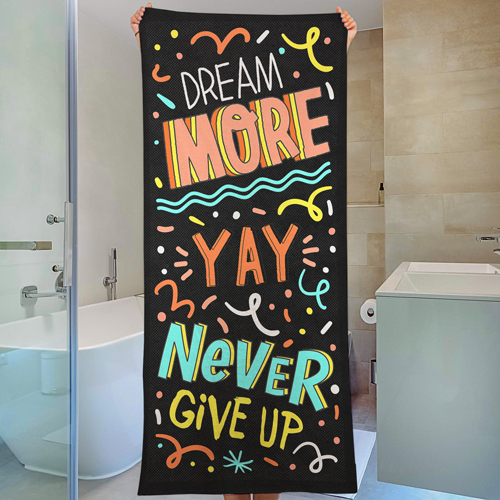 

Полотенце большое с принтом Presentville Dream more yay never give up 150x70 см