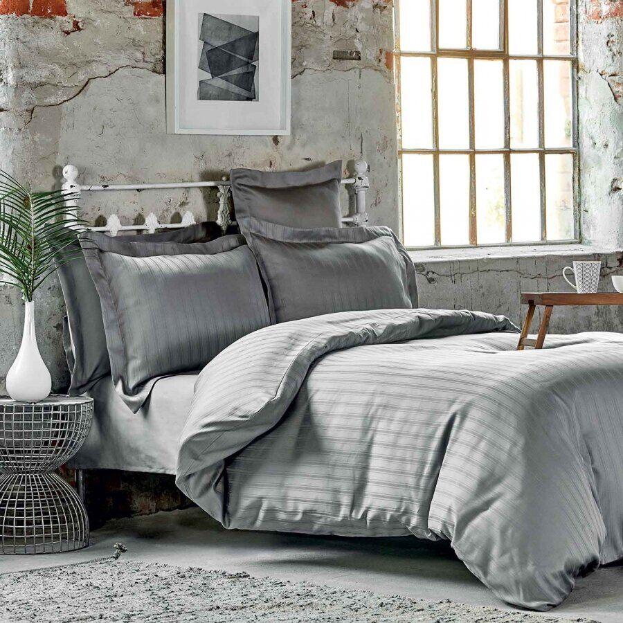 

Постельное белье Karaca Home сатин - Charm bold gri серый евро