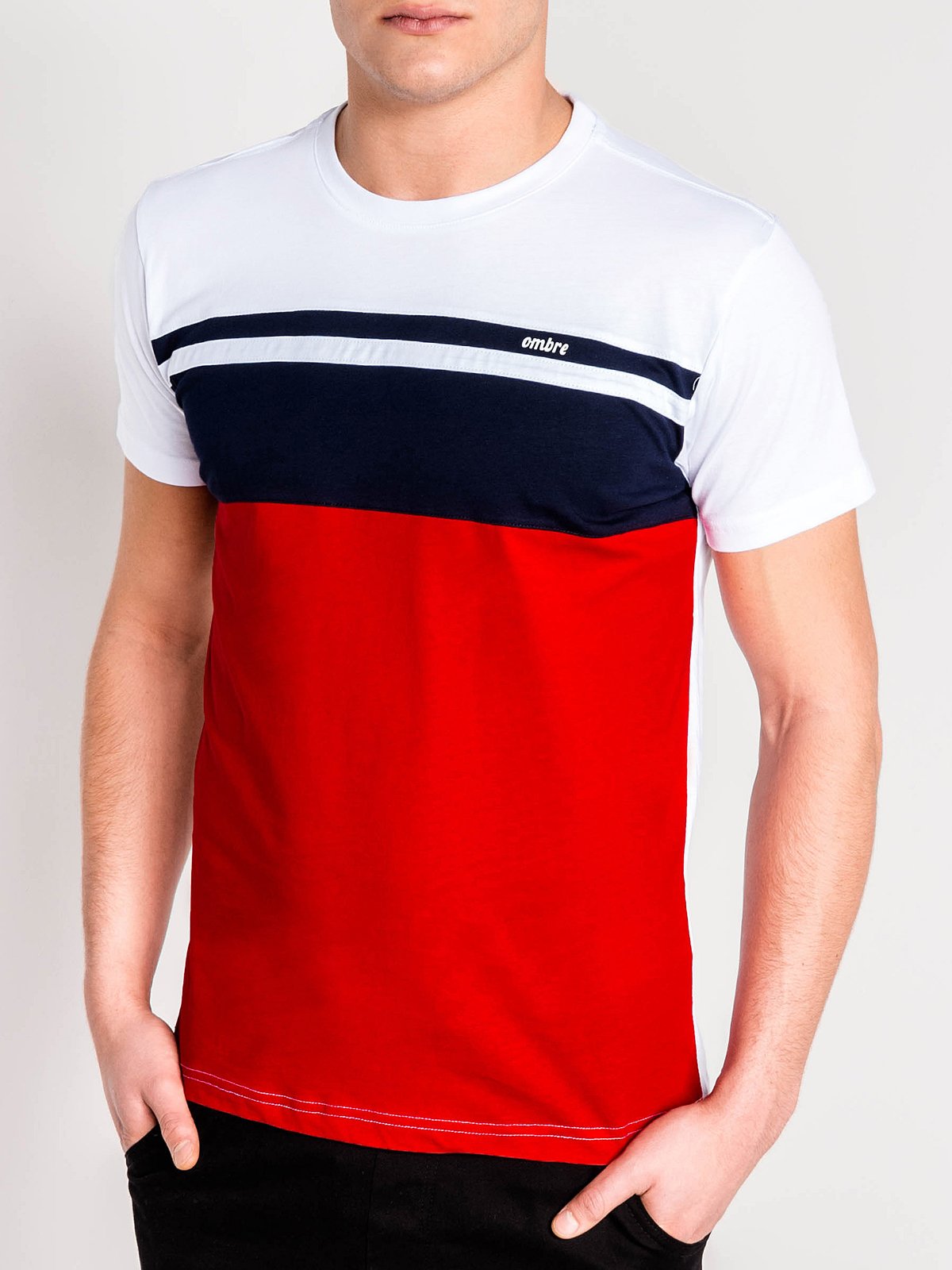 

Футболка Ombre S844 S Темно-синя з червоним 5902228016694