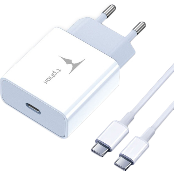 

Сетевое зарядное устройство T-phox PD 18W Charger+Type-C-C 60W cable 1 м White (T-P01(W)+Type-C)