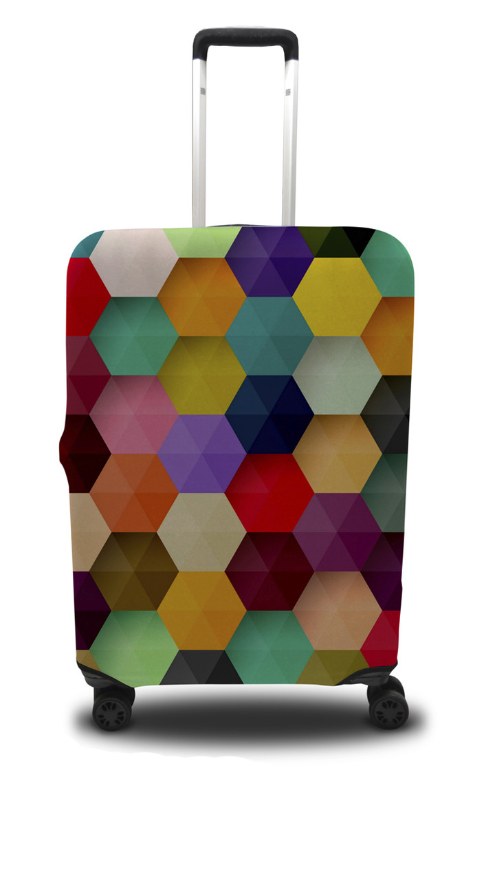 

Чехол для чемодана Coverbag шестиугольник S желто-розовый