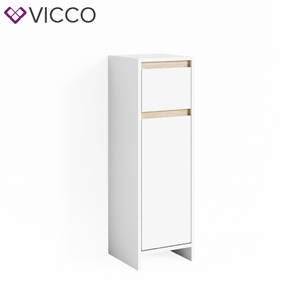 

Шкаф пенал для ванной Vicco Emma 30x95 белый сонома