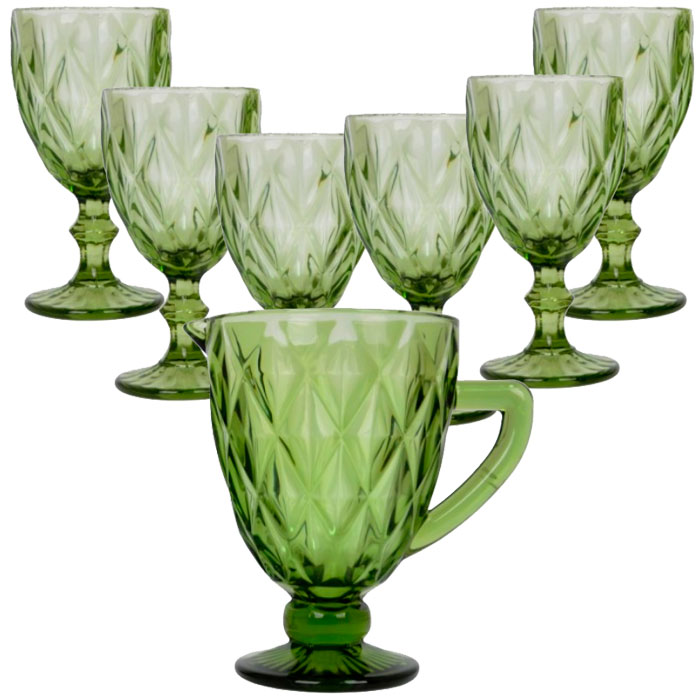 

Набор графин и 6 бокалов Rhombus Green Sabefet 31963-BR-1488