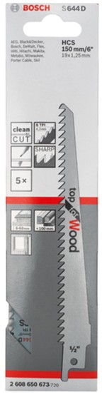 

Пиляльні полотна для шабельної пилки Bosch S 644 D Top for Wood 5 шт.