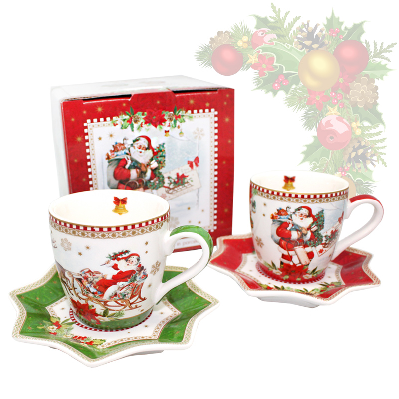 

Набор 2 кружки с блюдцами Christmas Time Sabefet 33079-BR-1488