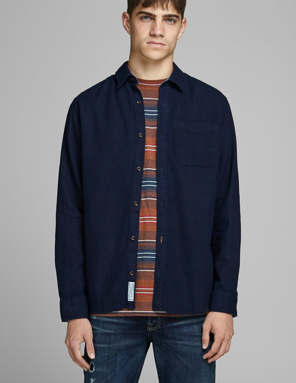 

Рубашка д/р JACK&JONES М0106160 цвет синий L