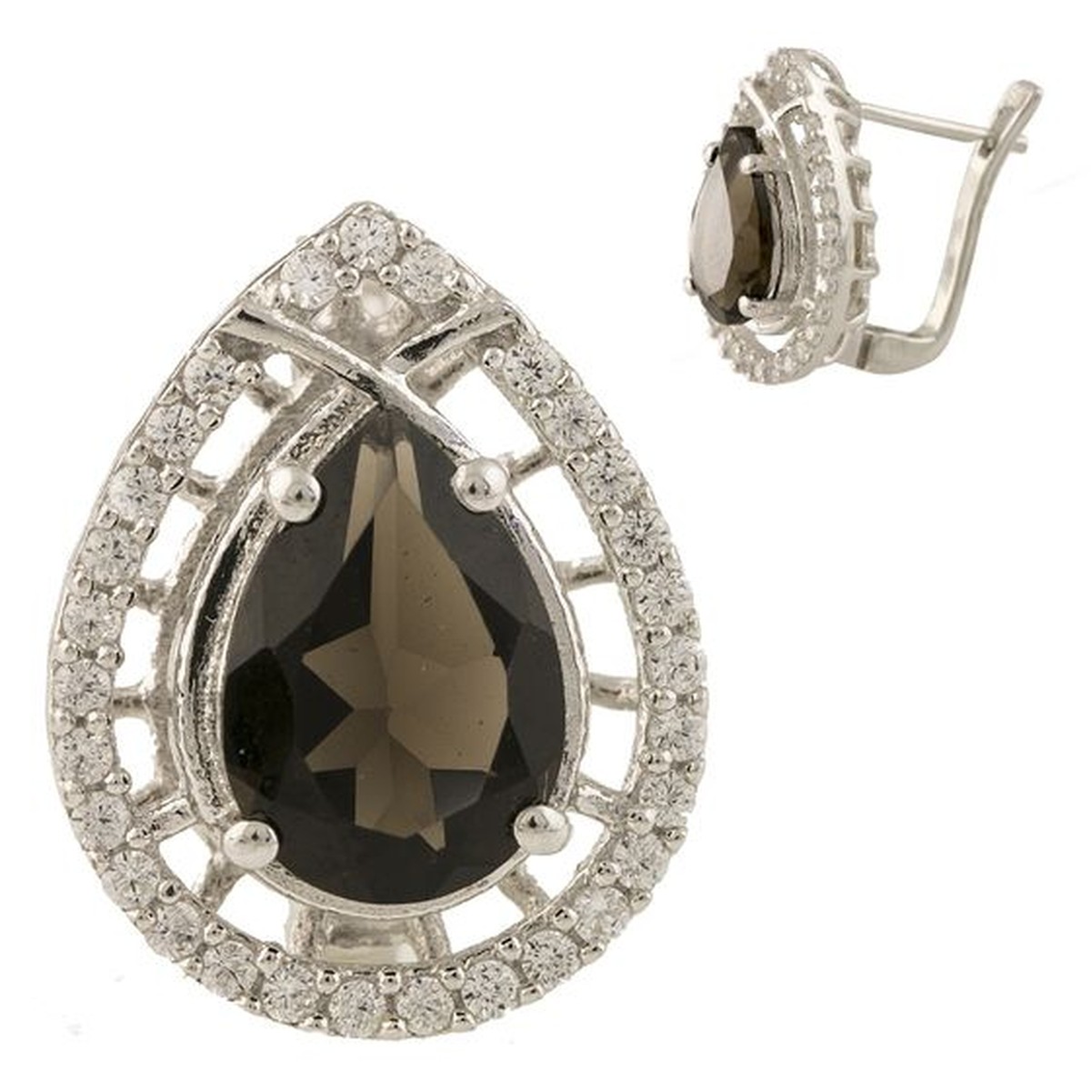 

Серебряные серьги SilverBreeze с натуральным раухтопазом (дымчатым кварцем)
