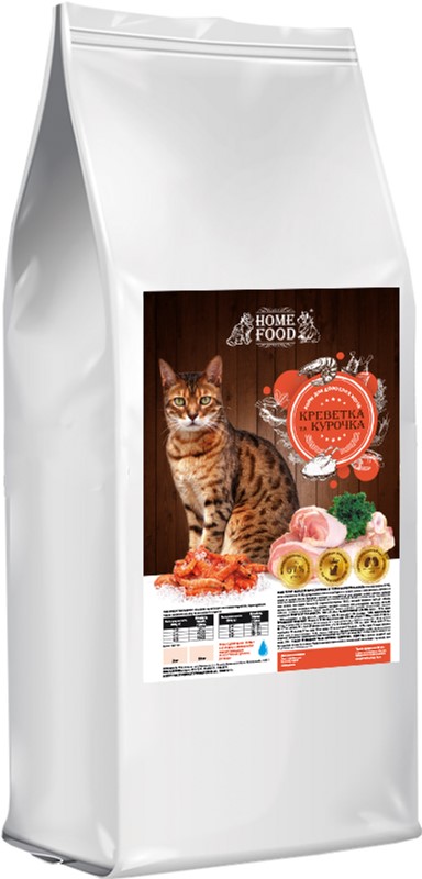 

Сухой корм для взрослых кошек Home Food курочка с креветкой 3 кг (4828333280300)