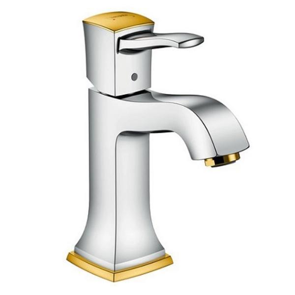 

Смеситель для раковины Hansgrohe Metropol Classic 110 хром-золото, с донным клапаном