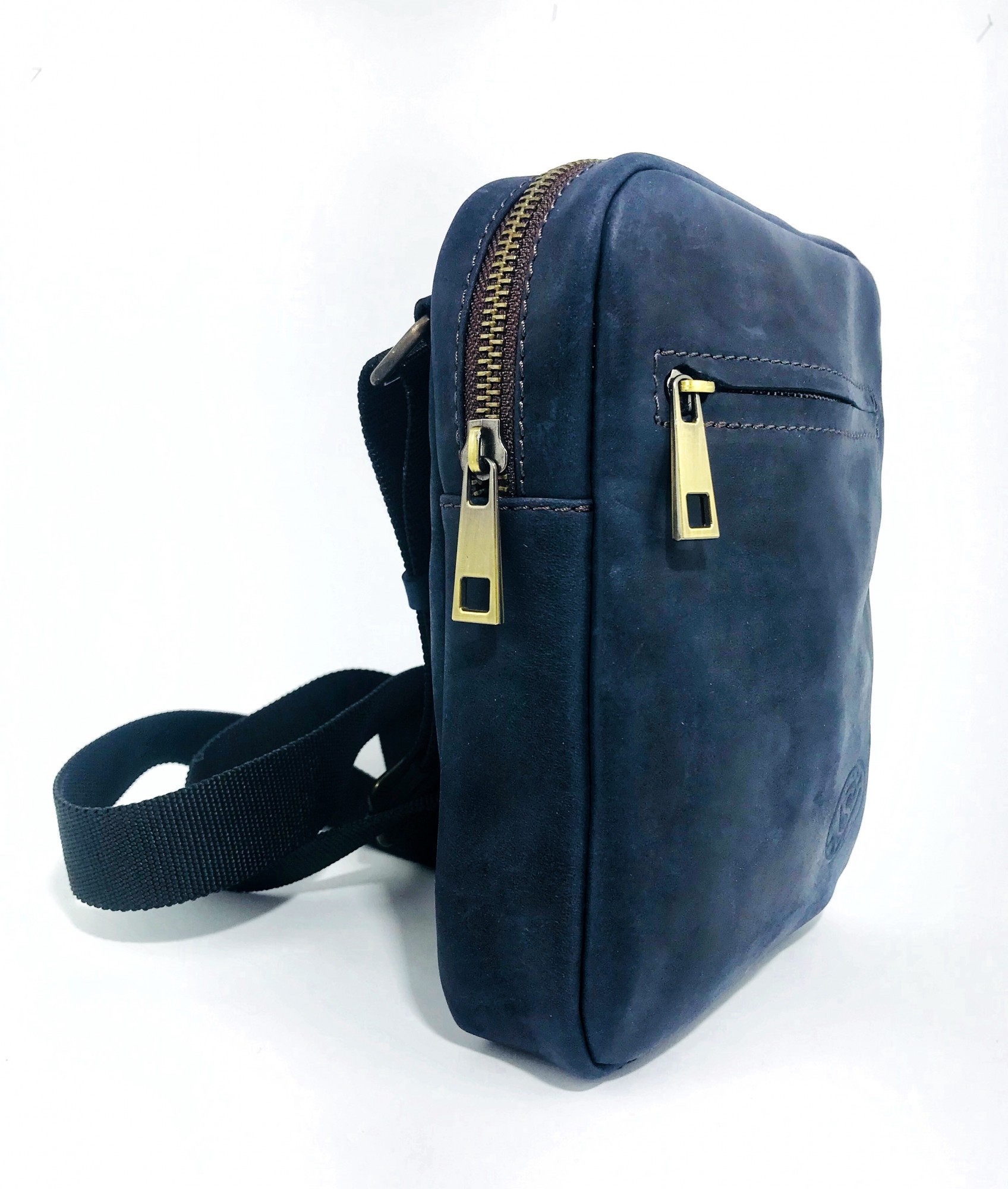 

Сумка мужская из натуральной кожи VS crazy horse blue 10х15х5 см (VS003-1)