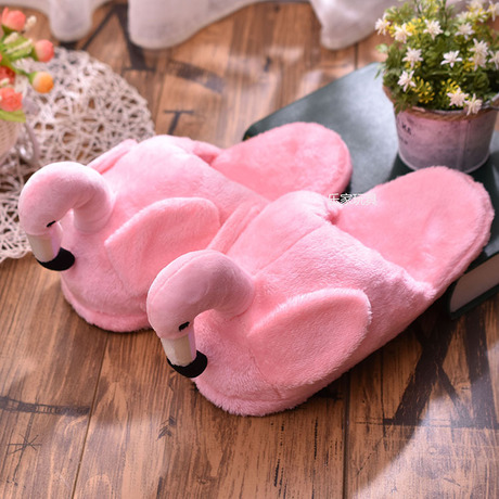 

Плюшевые тапочки игрушки Розовый фламинго открытые My kigu 28 см Размер 35 универсальный