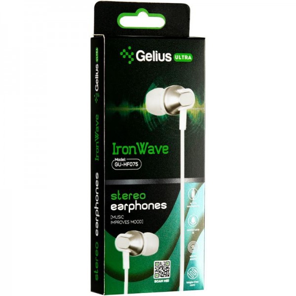 

Наушники проводные Gelius Ultra Iron Wave GU-075 White with mic + button call answering