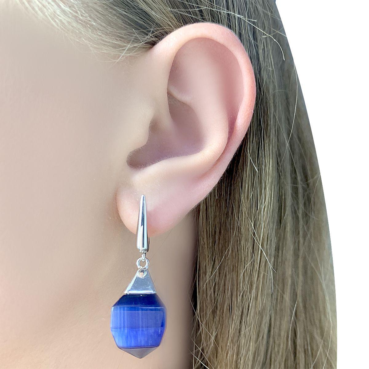 

Серебряные серьги SilverAlex с кошачим глазом