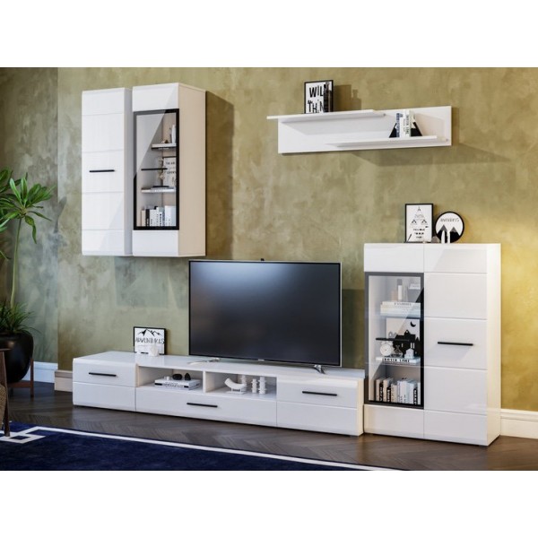 

Гостиная Тумба под телевизор с навесными шкафами Токио из ДСП и МДФ Світ меблів Оригинал