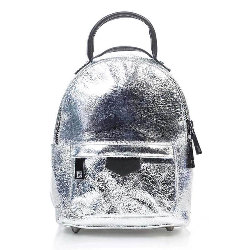 

Городской кожаный рюкзак Italian Bags Серебристый