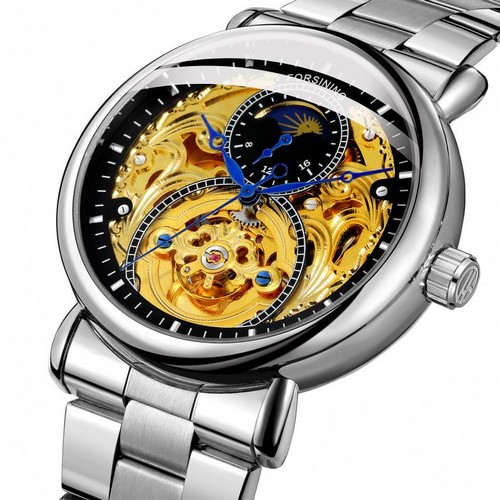 

Мужские наручные часы Forsining 8177 Silver-Gold